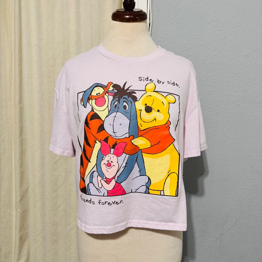Disney Winnie the Pooh Characters Friends Forever Graphic Crop Top Shirt Size 2X